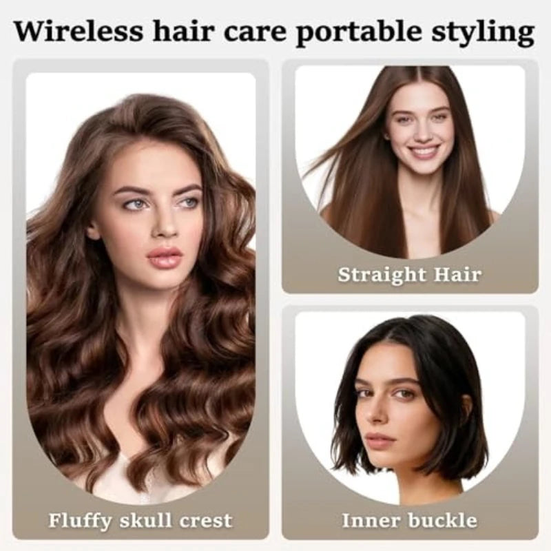 Mini Wireless Hair Straightener Brush