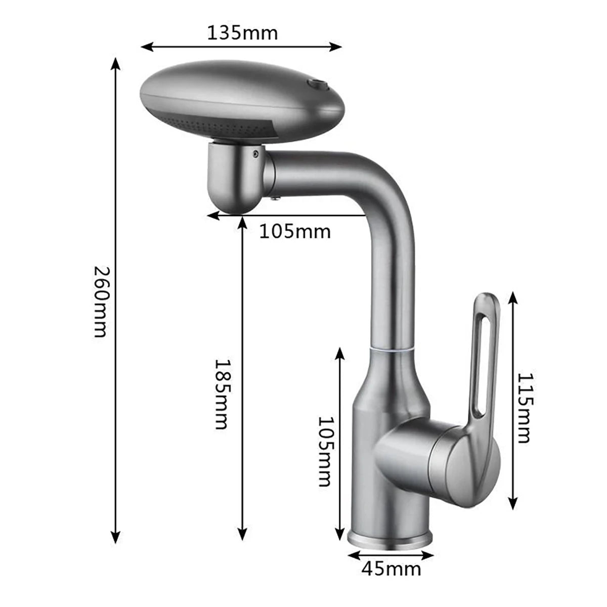 Multi-Functional Waterfall Faucet, 4 Spray Modes, Hot & Cold